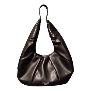 Giselle Paris Eloise Vegan Leather Moon Hobo Bag in Black